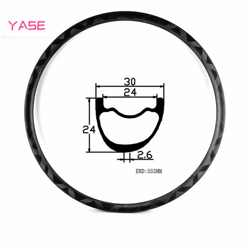 YASE 27.5er XC 300 +/-15 г карбоновый mtb диск обод бант внешний вид 30x24 мм ассиметричные