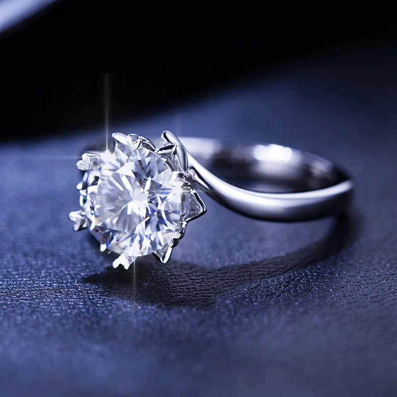 Блестящие снежинки 2.0ct моссанит 9 к Настоящее Белое цельное золото обручальное предложение кольца полосы для женщин невесты алмаз тест прошел