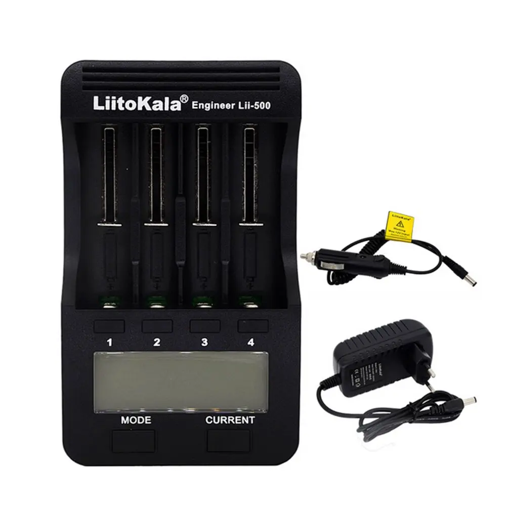 Liitokala Lii-500 18650 зарядное устройство с ЖК-дисплеем 26650 21700 14500 10440 4 слота NiMH Li-Ion умное зарядное устройство с адаптером