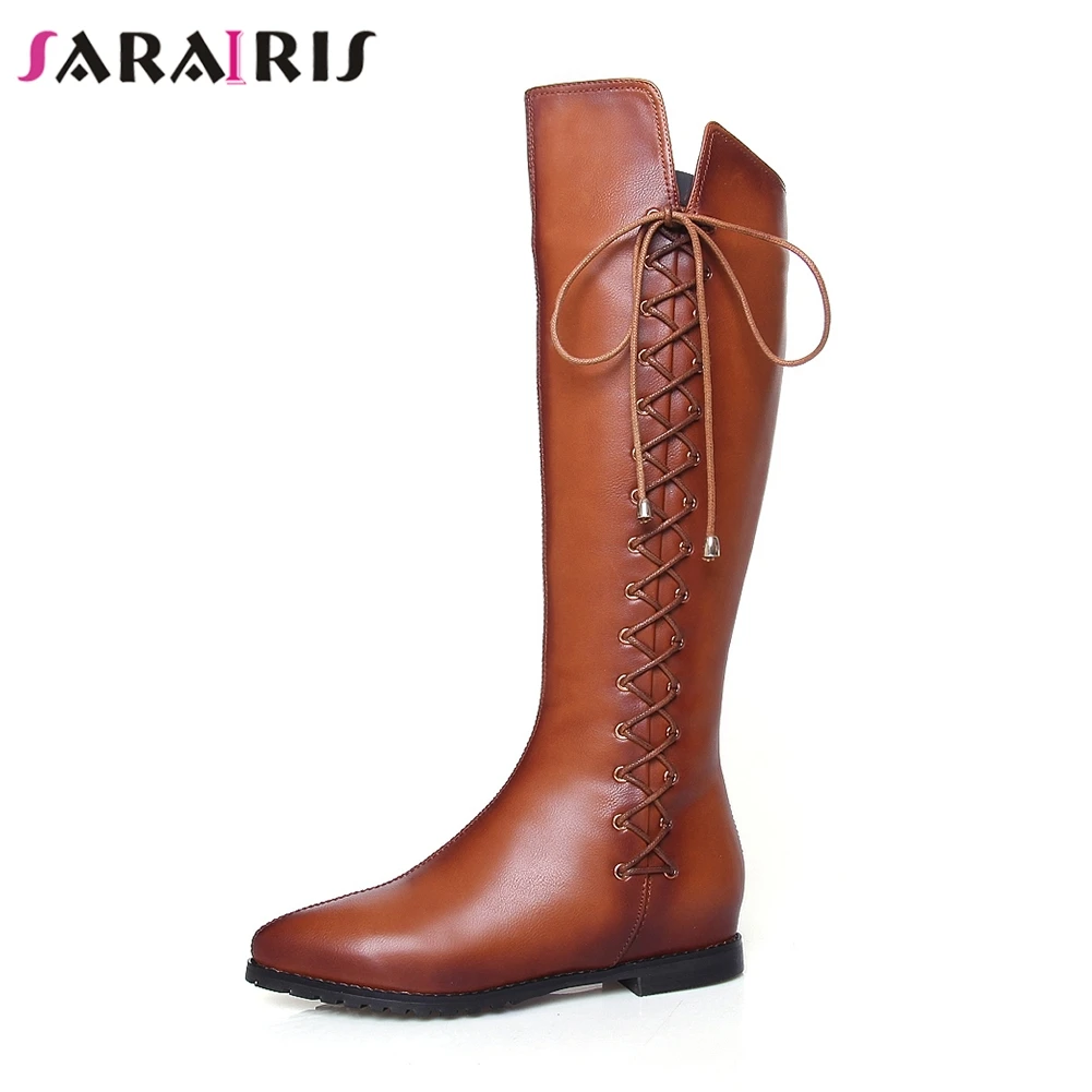 SARAIRIS/2019 г. Лучшее качество большие размеры 33-43 ботинки для верховой езды на меху