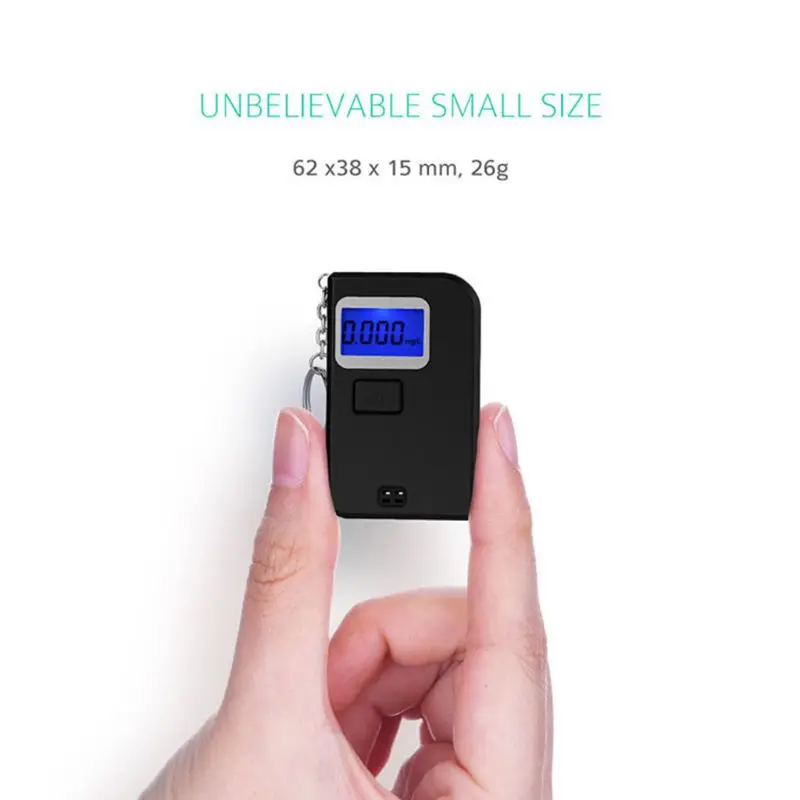 Алкотестер портативный чувствительный тестер для дыхания Точный Цифровой ЖК-подсветка удобный легкий карманный размер