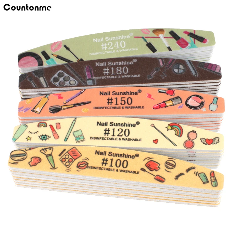 

20Pcs Professional Nail Files 100/180 Artificial Nail File Tips Buffer Block Washable Cuticle Remover Manicure Nail Styling Tool