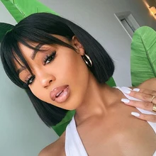 Короткие парики из человеческих волос Боб парик человеческих волос парики с челкой для черной женщины Dorisy не Реми бразильский короткий боб парик