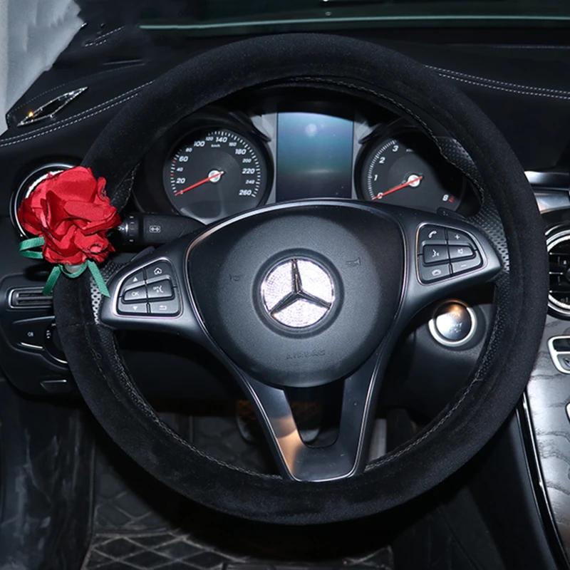 Мягкая фланелевая крышка рулевого колеса автомобиля милые цветы авто руль чехлы для девочек дамы