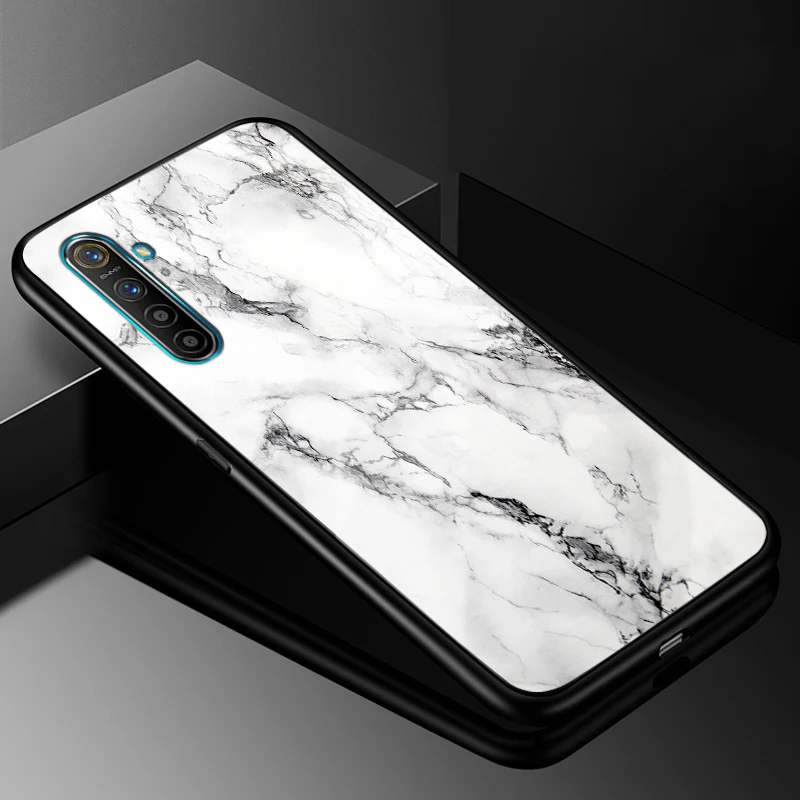 For OPPO Realme X2 Case RealmeX2 PC Plastic Glass Phone Case Black TPU Bumper Cover for OPPO Realme X2 X 2 Realme XT Cover Cases - Цвет: 19