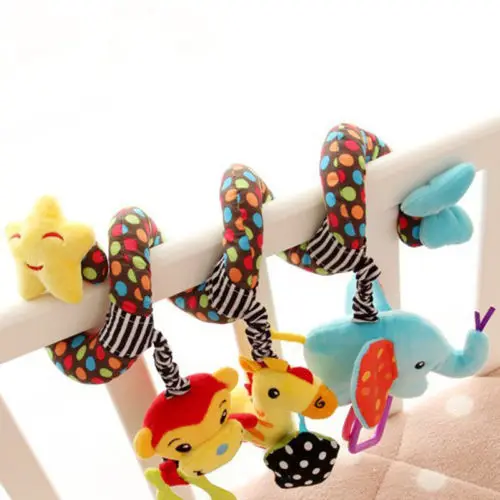 Bed Hanging Toys for Baby Soft Plush Toys with Rattles Cute Cartoon Animal Stuffed Dolls Stroller Hanging Soothing Toys 1