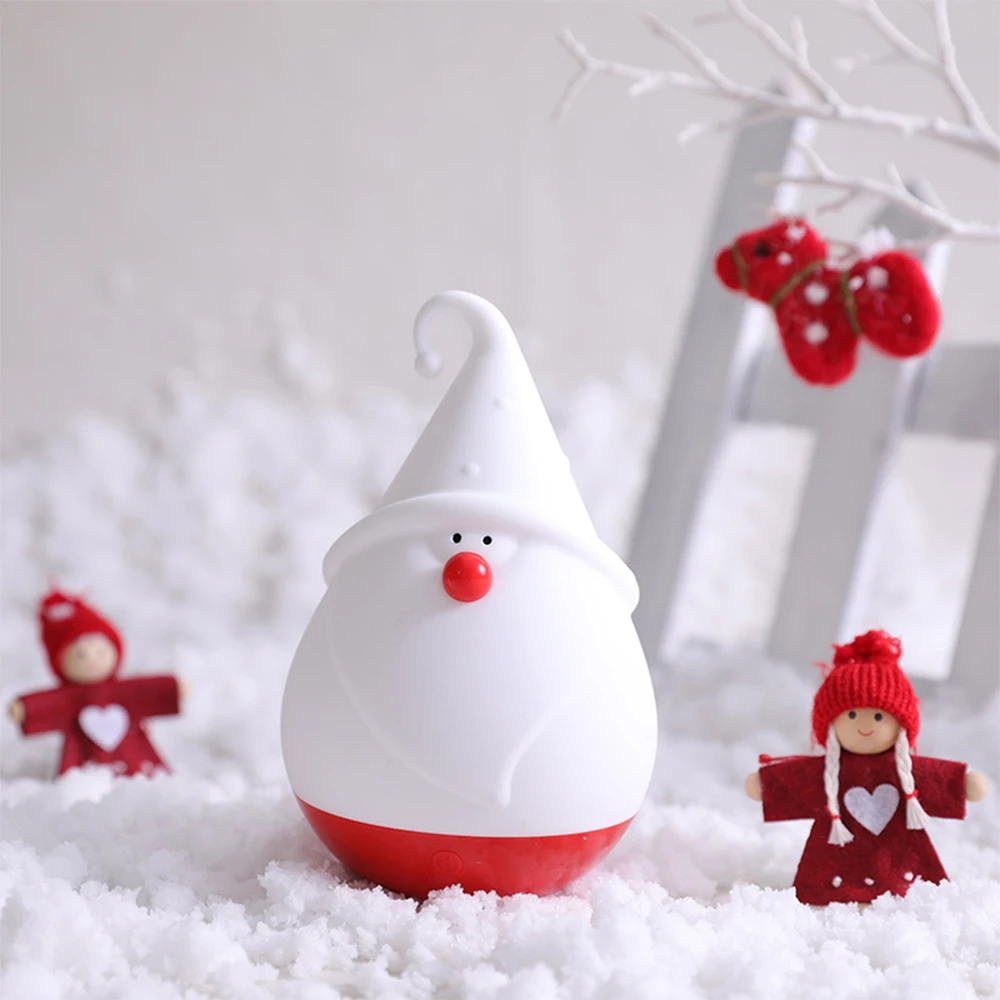 White Kawaii Santa Claus Patted Silicone LED Lamp Night Light Touch Sensor Tap Control Gift for Children Baby Kids