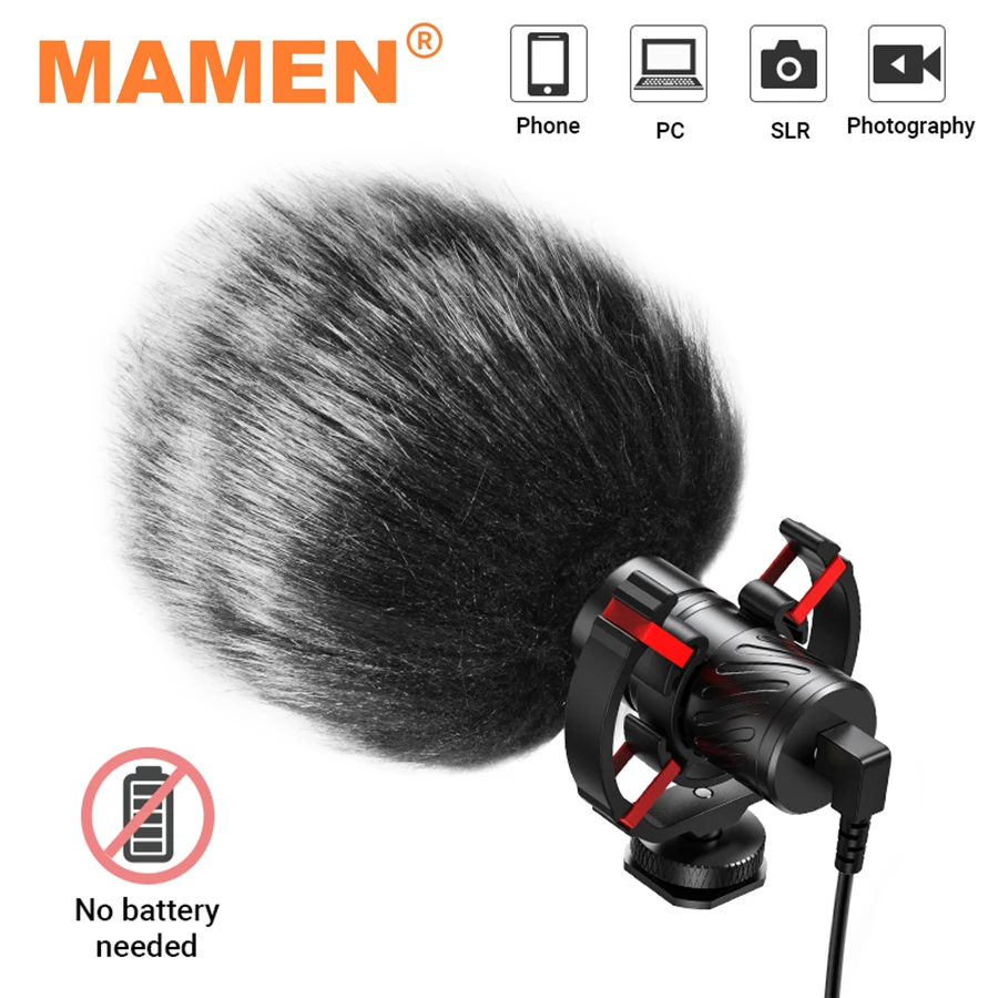 Mamen Professional Dslr Camera Microfono Shotgun Microfone Pickup Cardioide Per Canon Nikon Sony Registrazione Vlog Del Telefono Cellulare