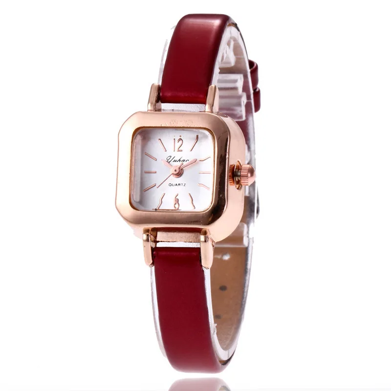 

2018 Women's Small Dial Thin Drawstring Retro Small Square Table Leather Belt Elegant Simple Quartz Square Fashionable Watch Who