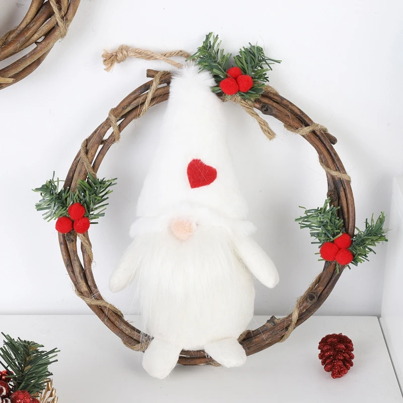 Плюшевый венок из ротанга Gnome, рождественские гирлянды со свитером Санта-томе, передние венки дверные Для домашняя кухонная настенная оконная Декор зала