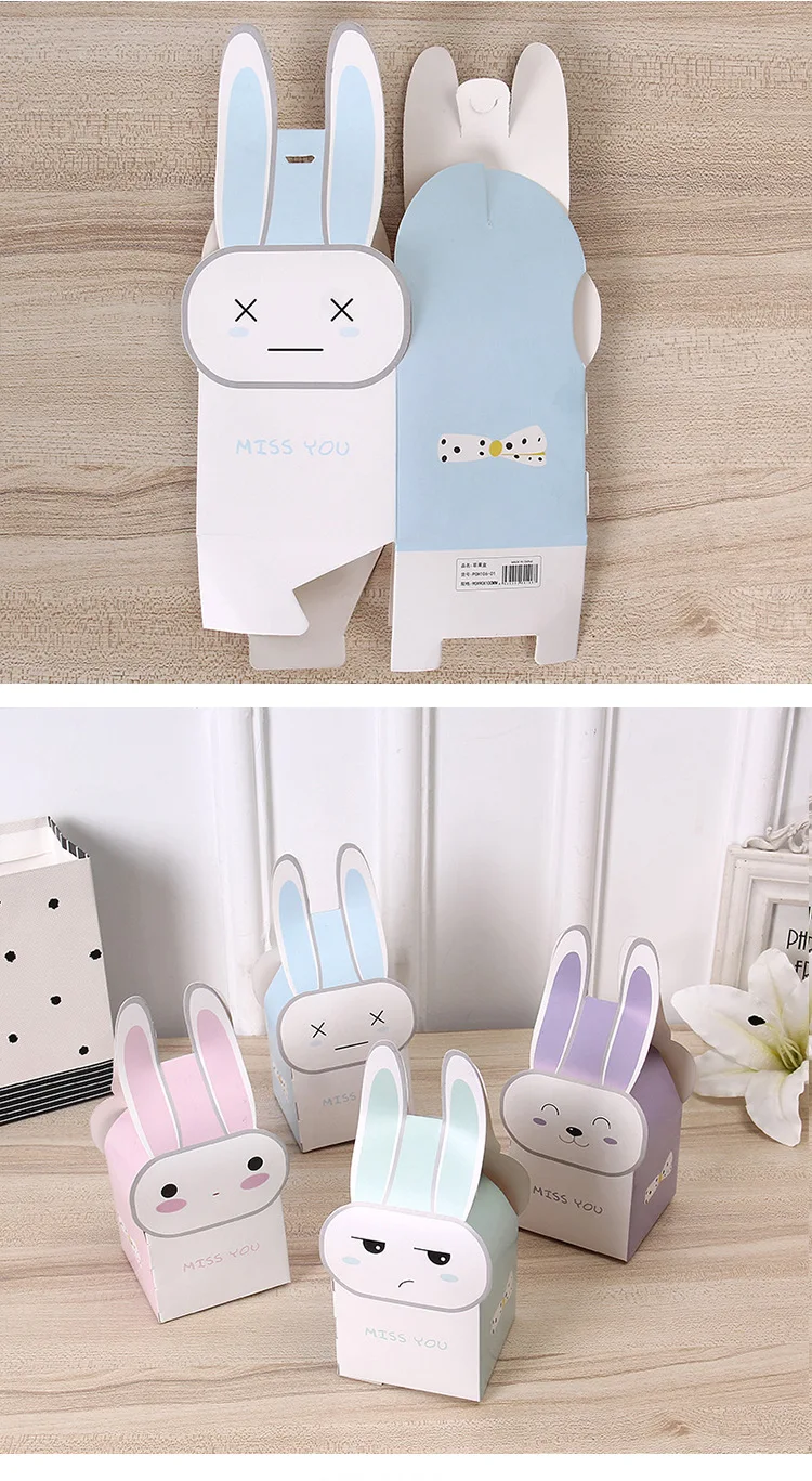 Christmas Folding Rabbit Apple Box Creative Cartoon Christmas Eve Gift Box Cardboard Box Candy Box Wholesale