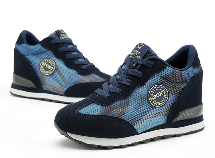 35-40Camouflage Shoes Women's increased mesh Breathable Hollow flat sports Shoes Women's Casual travel Shoes tide Shoes