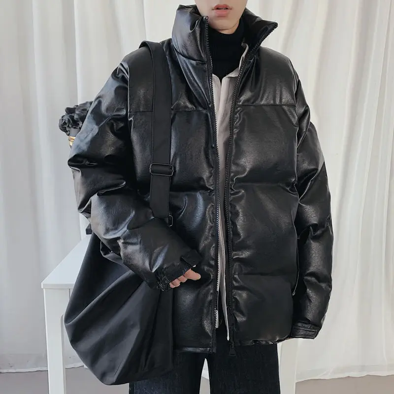 

Winter Black Leather Jacket Men's Warm Fashion Casual Short Coat Men Parka Streetwear Thick Motorcycle Jacket Mens Clothes S-5XL