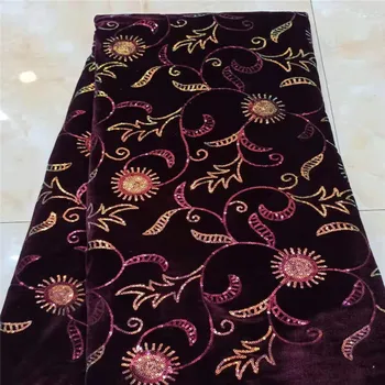 

African Velvet Lace Fabric High Quality Sequins Ghana Lace Fabric Stretch Velvet Lace For Nigerian Evening Party Dress Sew