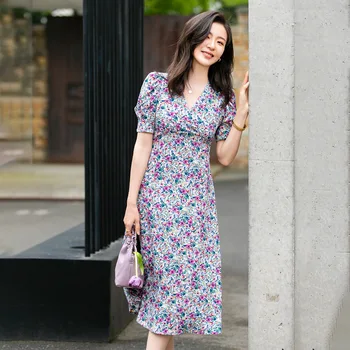 

Korean Style Women Dresses Summer Midi Back Lace ip A-Line Criss Cross Collar V-Neck ins French Chic Tea Dress Robe Vestidos