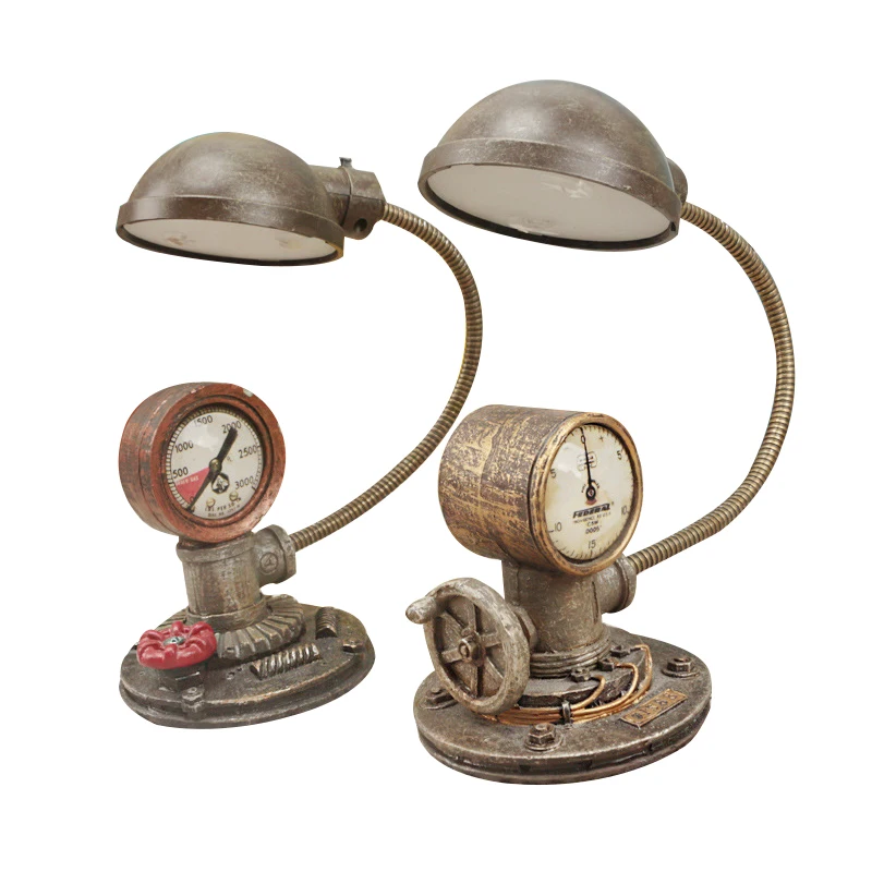 Vintage Steamer Lamplight Ornament Resin Table Lamp Night Light Crafts Home Decorations Accessories Christmas Gifts