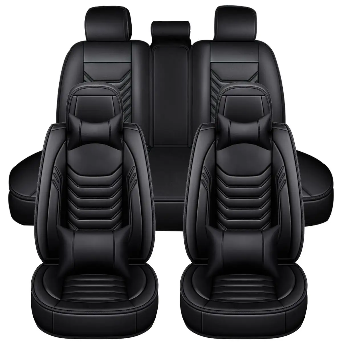 15PCS 5 Seats Leather Car Seat Covers Universal Auto SUV Trucks Van Cover 5D with Headrest Waist Pillows For BMW/Golf |