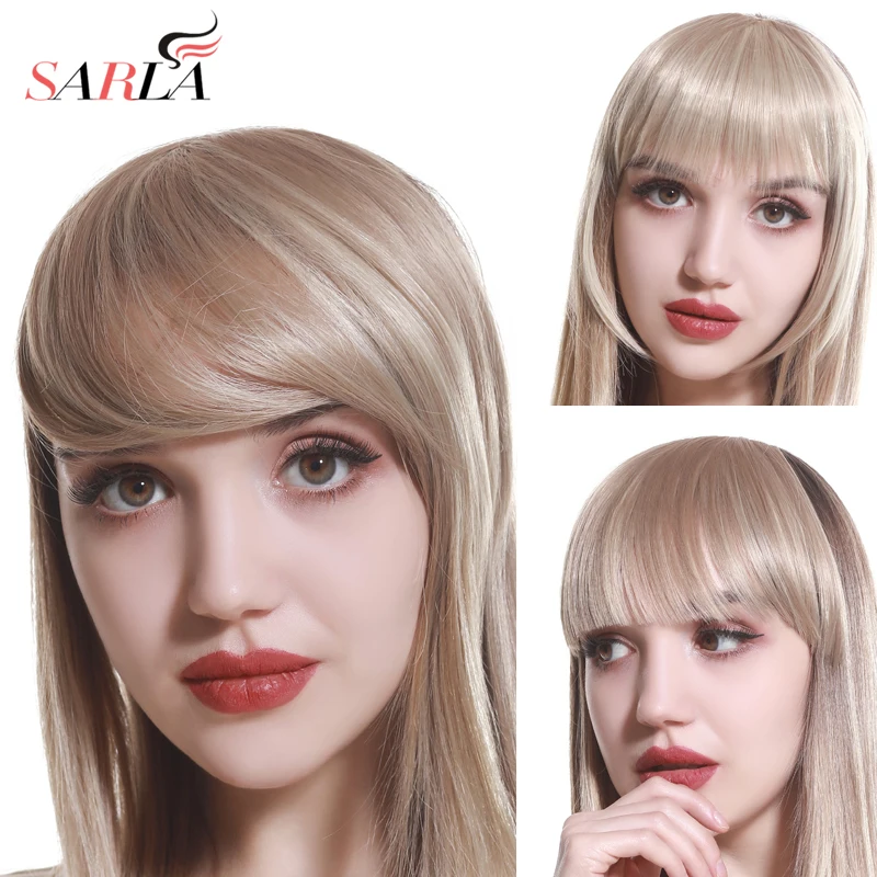 SARLA cheveux Frange pince en Frange fausse fausse Frange Extensions de perruque naturel synthétique postiche cheveux pièce instantanée noir marron B2