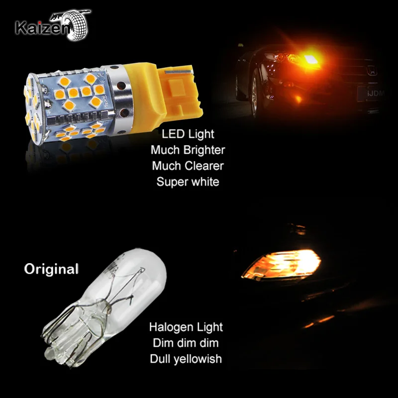 4 шт. Высокая мощность без ошибок 7440 T20 21 Вт Янтарный Желтый 3030-SMD 12 В светодиодный автомобиль передние или задние поворотные сигнальные огни не требуется резистор