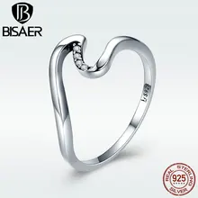 Кольцо из натуральной 925 пробы, серебряное, прозрачное, CZ, минималистичное, простое, волнистое, кольцо на палец для женщин, шикарное, стильное, хорошее ювелирное изделие, подарок GXR378