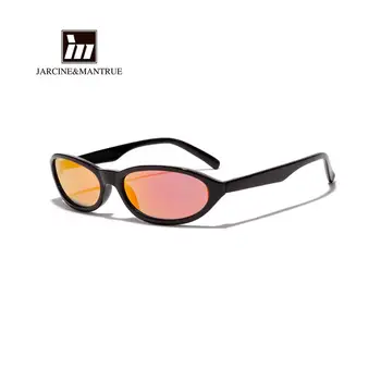 

European and American models sunglasses female reflective red film oval sunglasses men retro glasses factory direct sales