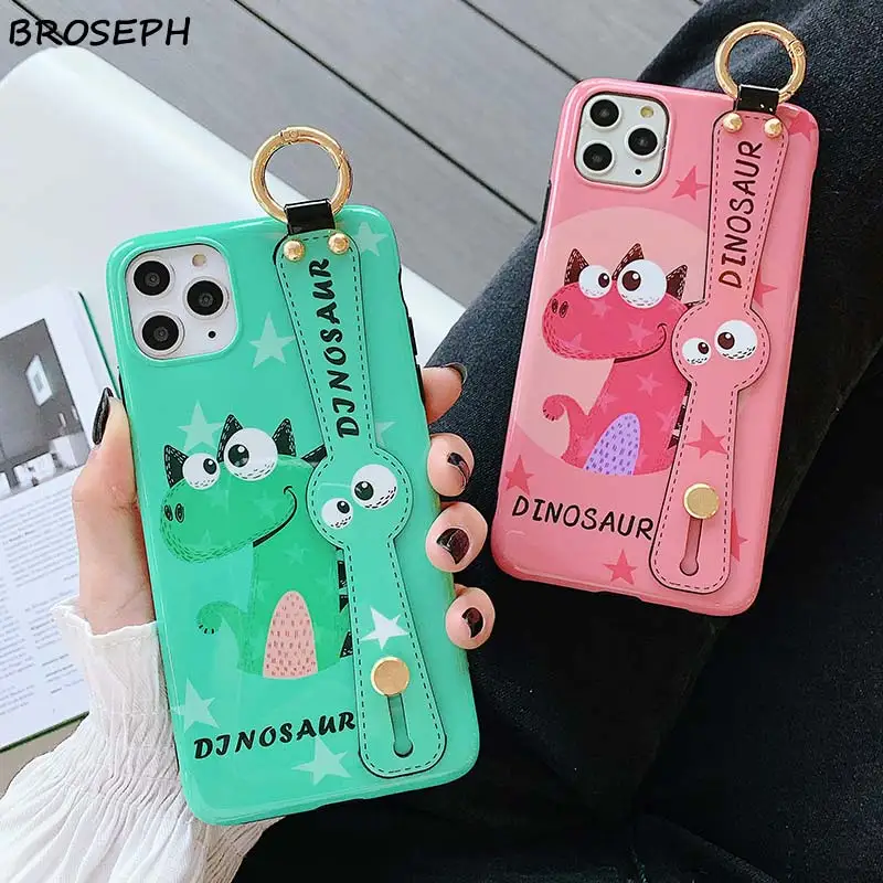 Мягкий чехол из ТПУ с мультяшным динозавром для iPhone 7 8 Plus X XS Max XR чехлы держателем
