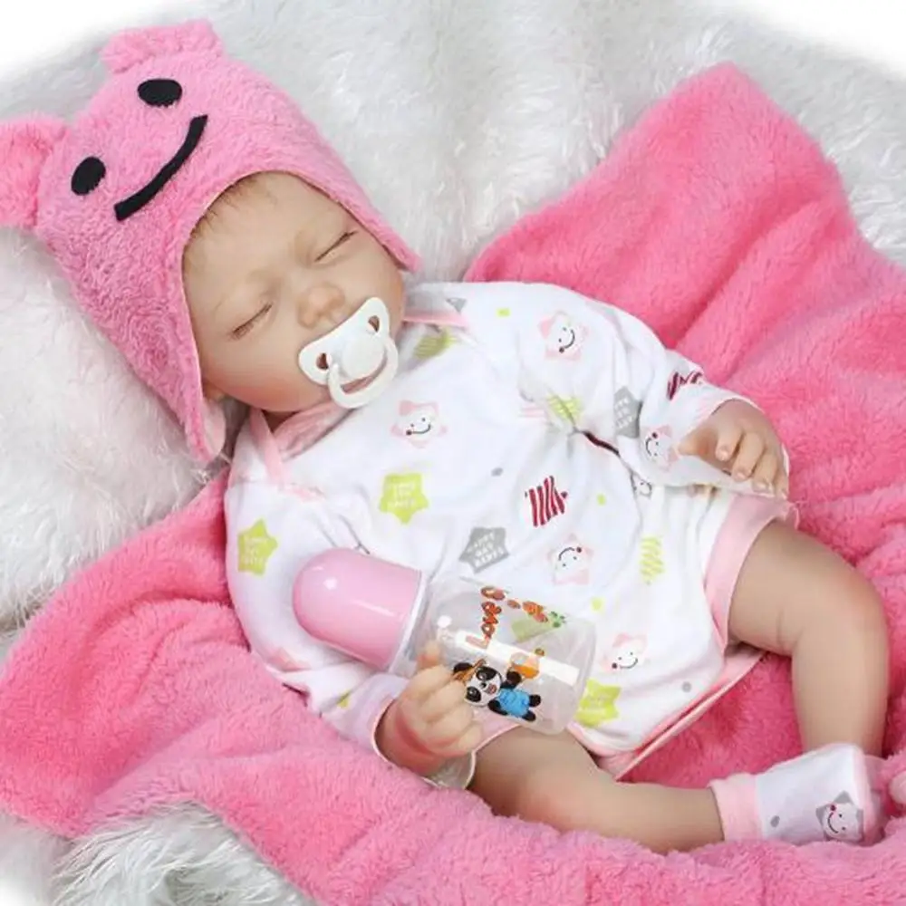 55 см Reborn Baby Doll ткань тело с плюшевым мишкой дети силиконовые babydoll Playmate подарок для девочек детские живые игрушки Bebe Reborn - Цвет: 55cm  Baby