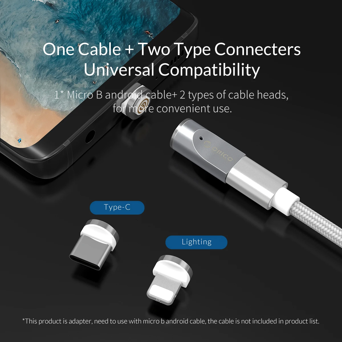 Магнитный адаптер ORICO Micro USB для устройств Android, разъем для зарядки для мобильных телефонов iphone, samsung, huawei, Xiaomi