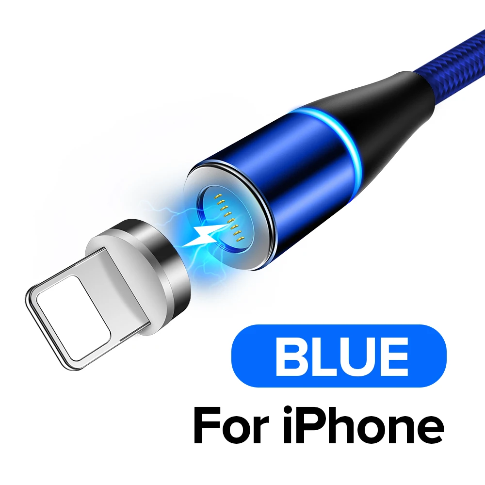 Baseuer 5A супер зарядка QC 3,0 Магнитный кабель Micro usb type C для iPhone huawei P30 mate 30 Xiaomi samsung Быстрая зарядка магнит - Цвет: Blue for iPhone