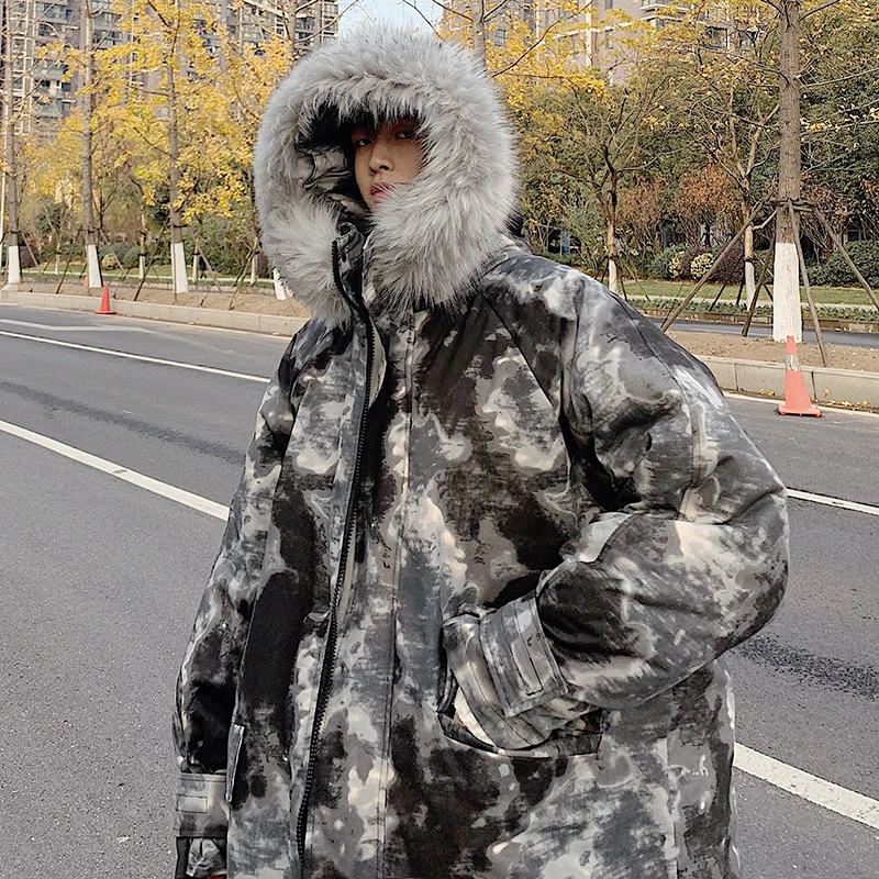 8256 BLACK Зимнее пальто, Мужская теплая Модная парка, мужская куртка с меховым воротником и капюшоном, Мужская свободная хлопковая куртка, Мужская одежда S-5XL - Цвет: 8256 BLACK