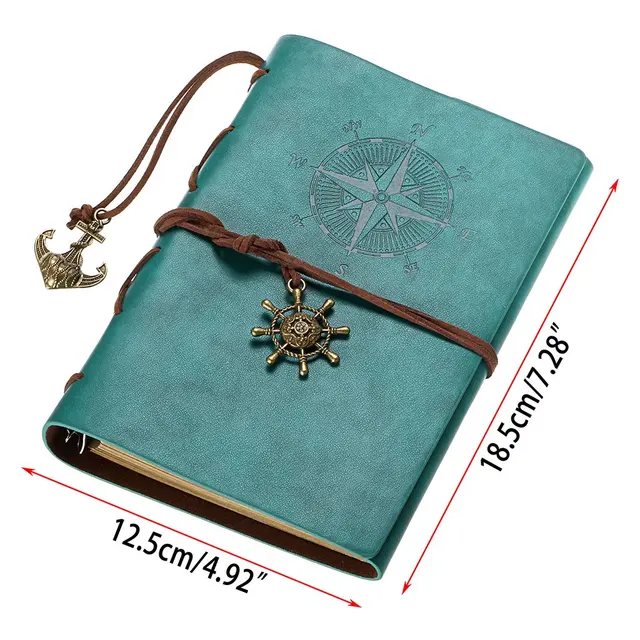 Blue Classic Vintage Spiral Bound PU Leather Refillable Unlined Travel Journal Sketchbook Notebook Diary Daily Planner Gift 2