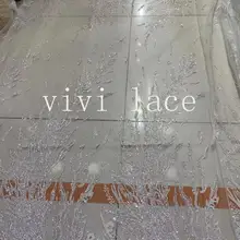 Hh021#5 ярдов/партия, серебряная блестящая белая сетка с жемчугом, роскошная клееная сетка, фатин, кружева для распиловки, свадебное платье/вечерние