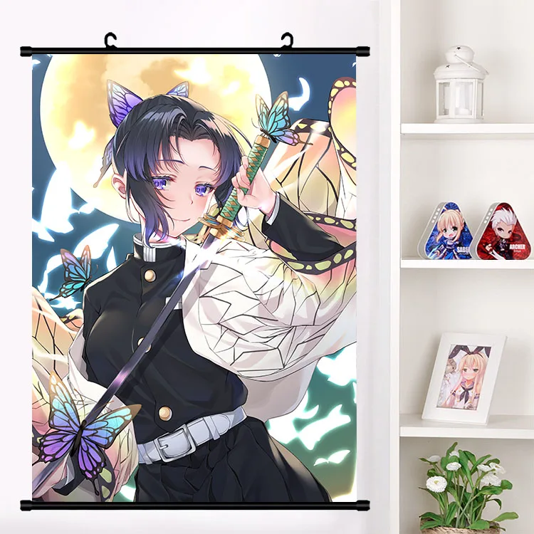 Аниме демон убийца: Kimetsu no Yaiba Uzui Tengen Rengoku Shinjurou Obanai настенный свиток плакат Настенные подвесные плакаты домашний декор - Цвет: N