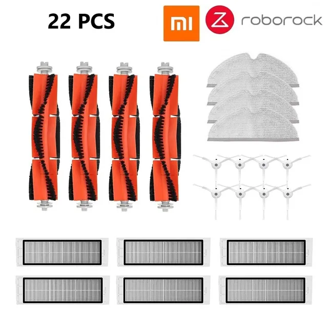 Xiaomi 1 1S Roborock S5 S6 MAX S6 Pure Accessories Vacuum Cleaner Parts Washable Mop Cloth HEPA Filter Main Brush Side Brush 22 pcs