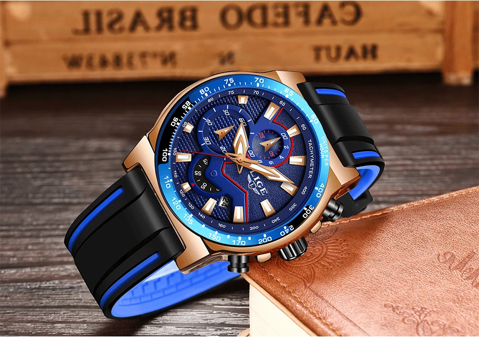 Relogio Masculino LIGE новые модные мужские часы с силиконовым ремешком лучший бренд класса люкс водонепроницаемый спортивный хронограф кварцевые часы для мужчин