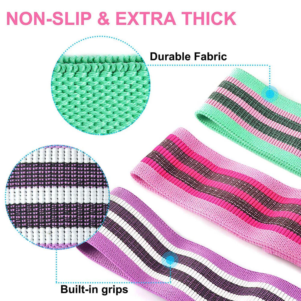 Description Picture 6 of item3pcs Sport Resistance Bands Set for Home Fitness Yoga Pilates CrossFit Resistance Level Workout Booty Bands for Women and Men