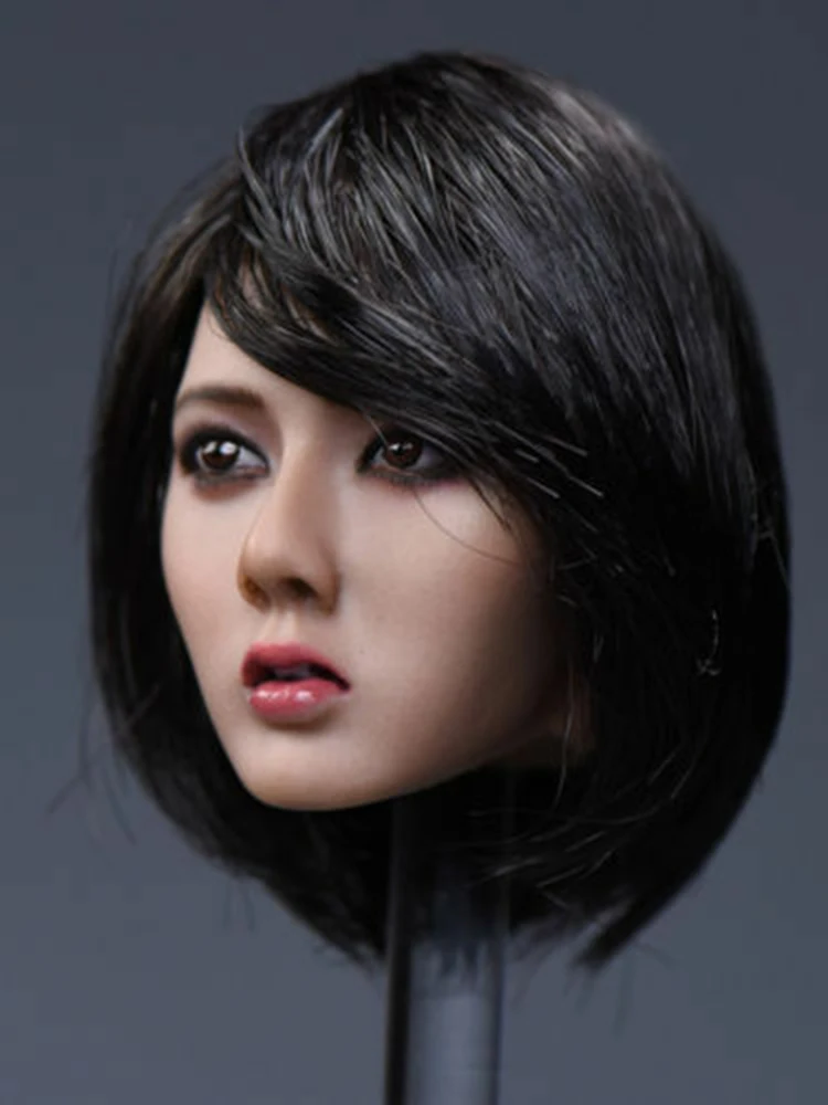 YMTOYS 1/6 азиатская женская голова лепим короткие черные волосы красивая девушка голова модель подходит 1" женская фигура модель тела