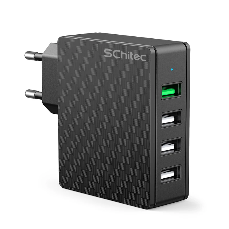 Schitec 4 Port Fast Charging QC3.0 USB Quick Charge Universal 3.0 QC4.0 EU Plug Power Adapter For Samsung iPhone Tablet Charge best 65w usb c charger Chargers