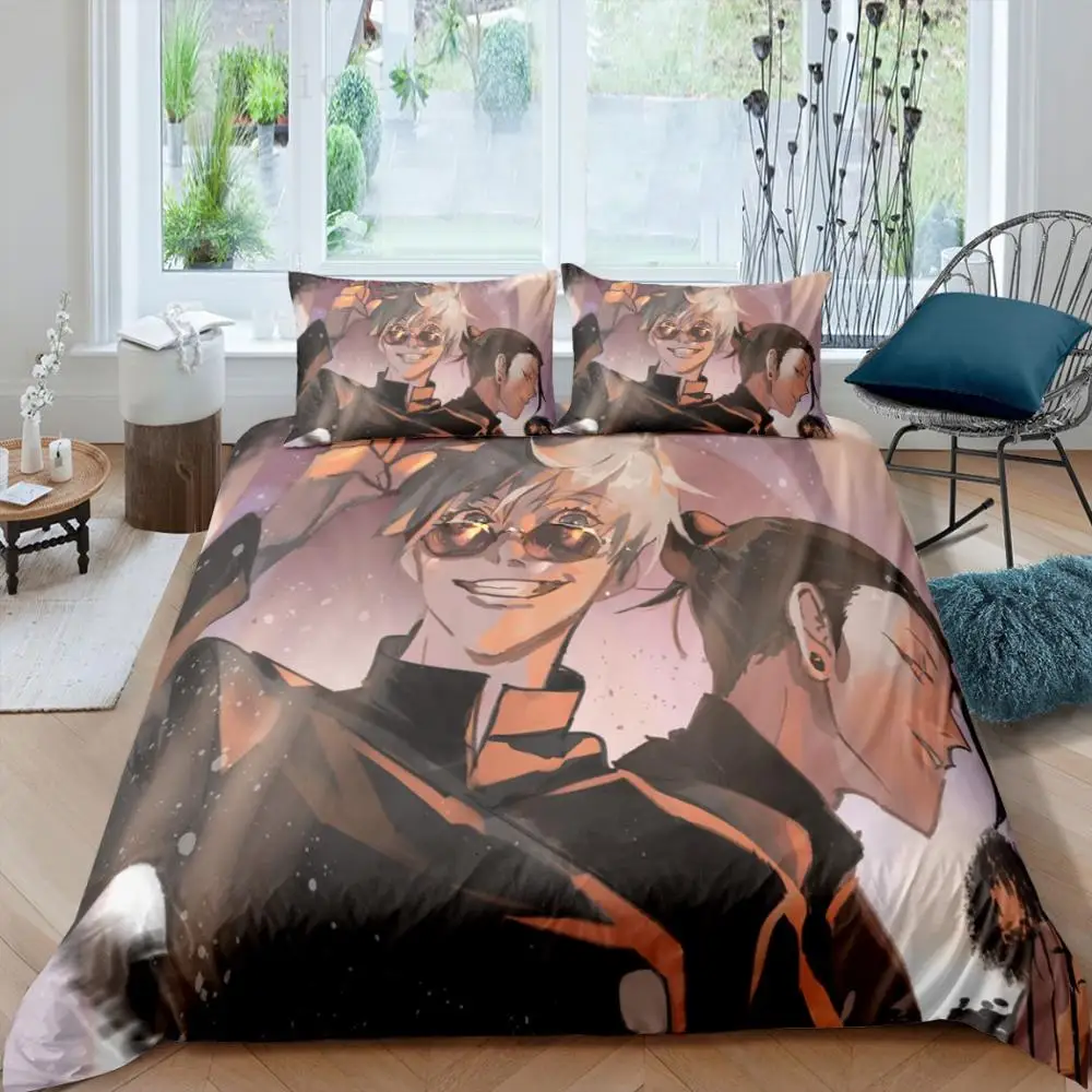 

Jujutsu Kaisen 3D Bedding Set Boys Teens Duvet Cover with Pillowcases Anime Bedclothes Dropshipping New Arrival