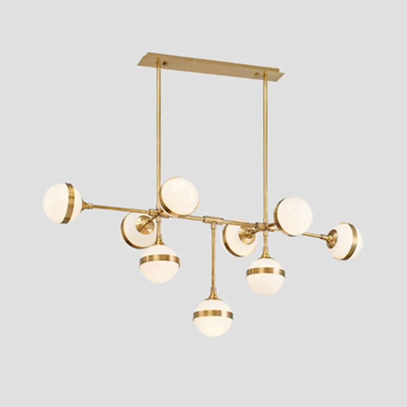 American Loft RH Retro Metal Round Led E14 Chandelier Lustre Luminaria for Living Room Glass Shades Pendant Chandelier Lighting