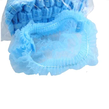 

Disposable non-woven strip bath cap dust-proof cap beauty hair jacket dust-free sanitary cap three-color White Blue Pink 100pcs