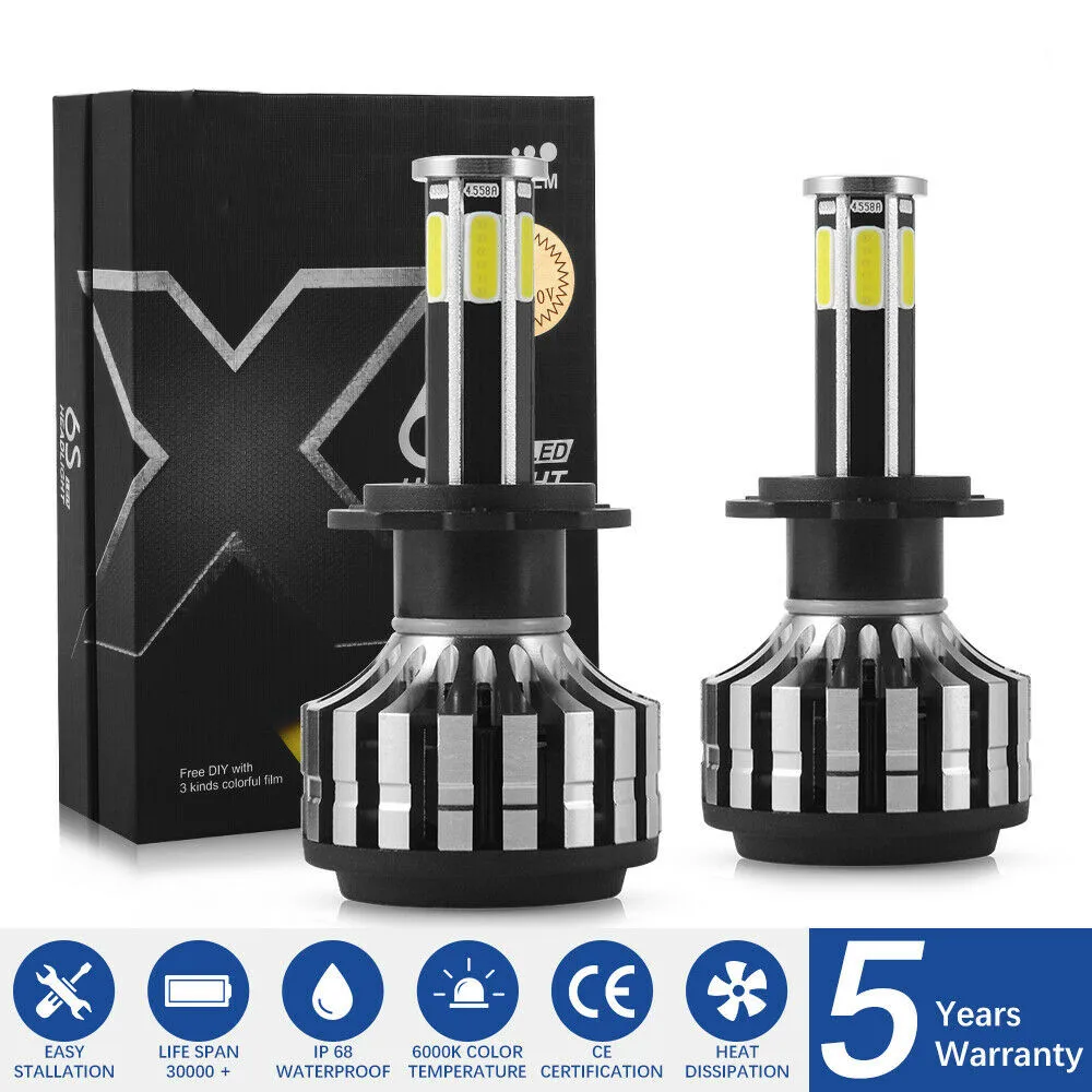 2 шт. 4300K Автомобильные фары H7 LED H4 H1 H11 H8 H13 9006 9007 55 Вт 8000K 12 в COB дальний/ближний свет