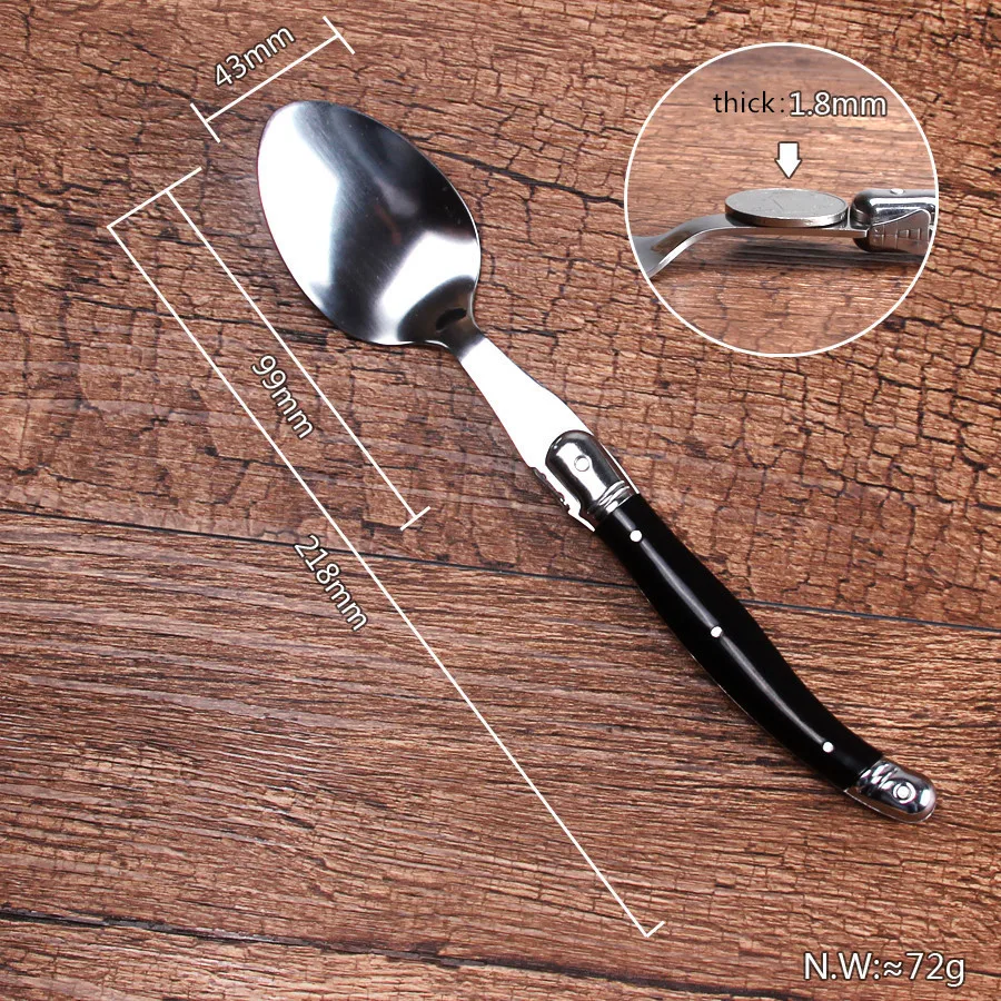 Spoon High-grade Non-slip Stainless Steel Western-style Cutlery Kitchen Steak Knife and Fork Spoon Coffee Spoon Round Spoon - Цвет: Spoon