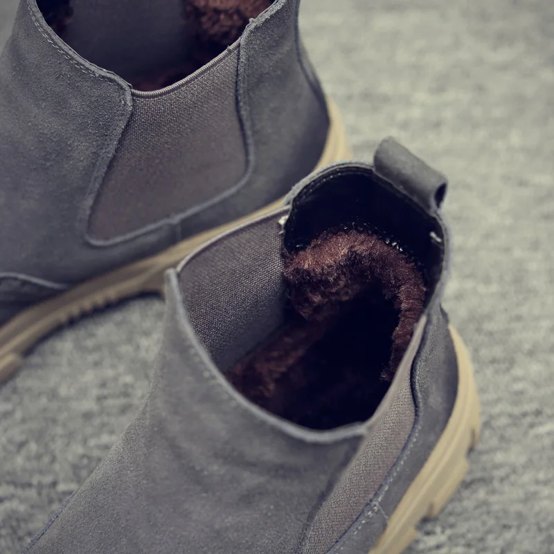 Зимние мужские ботильоны из натуральной кожи на резиновой подошве; Роскошная Высококачественная Теплая мужская зимняя обувь ручной работы;# MP59122