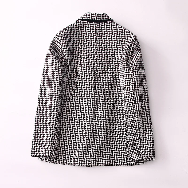 

Retro Thousands of Birds ~ 19 Years Autumn Mid-length Simple Versatile Long Sleeve One-Button Wool Blended Suit Jacket Women's