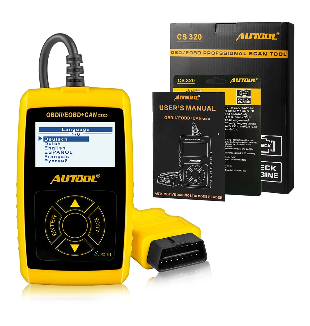 AUTOOL CS320 автомобильный полный OBD2 сканер OBD II считыватель кодов неисправностей двигателя автомобильный диагностический инструмент PK CR319 AD310 ELM32