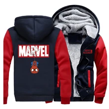 Спортивная одежда Marvel с героями мультфильмов, Человек-паук, лидер продаж, зимние толстовки, мужские реглан, модное пальто, плотные толстовки, повседневная куртка на молнии