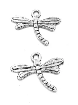 

100pcs Dragonfly charms pendant 15x18mm antique silver ornament accessories jewelry making DIY base material