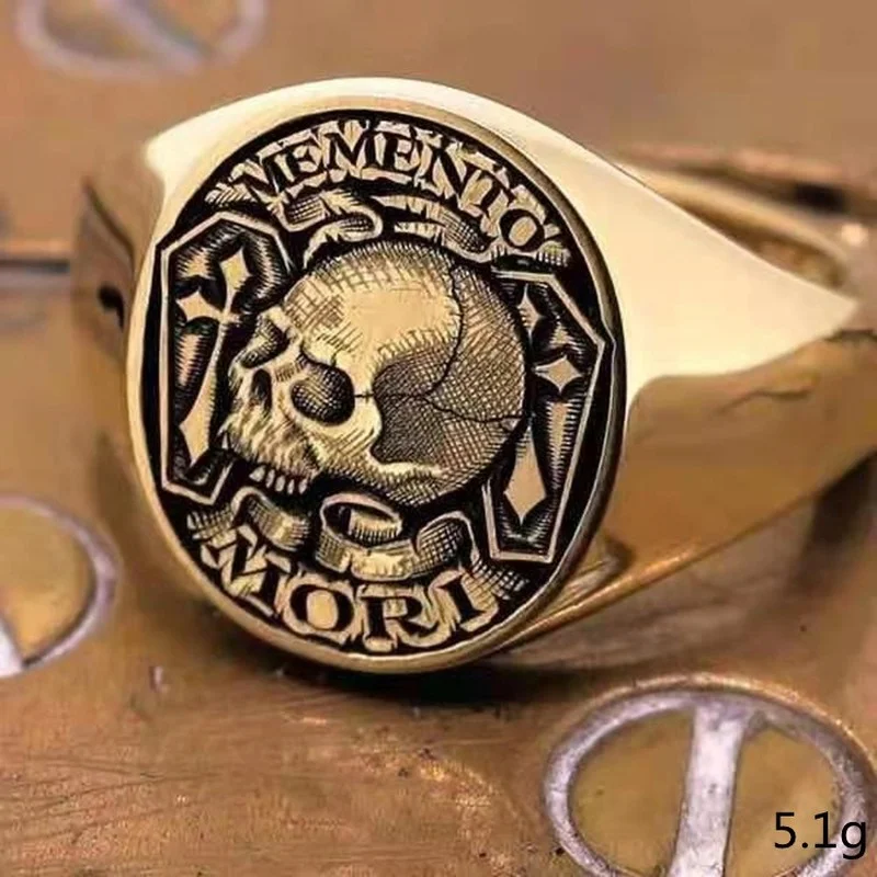 2023 Indie Cute Mori Memento Skull Cross Ring Maschio Anillos Hombre Accessori Gotici Moda Coreana Anello Di Fidanzamento Gioielli In Oro