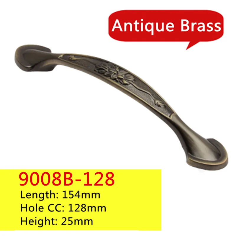 128mm Antique Brass Кухонная антикварная бронзовая фурнитура Ручка шкафа тянет Европейская ручка красная медная ручка ящика дверные ручки - Цвет: 128mm Antique Brass